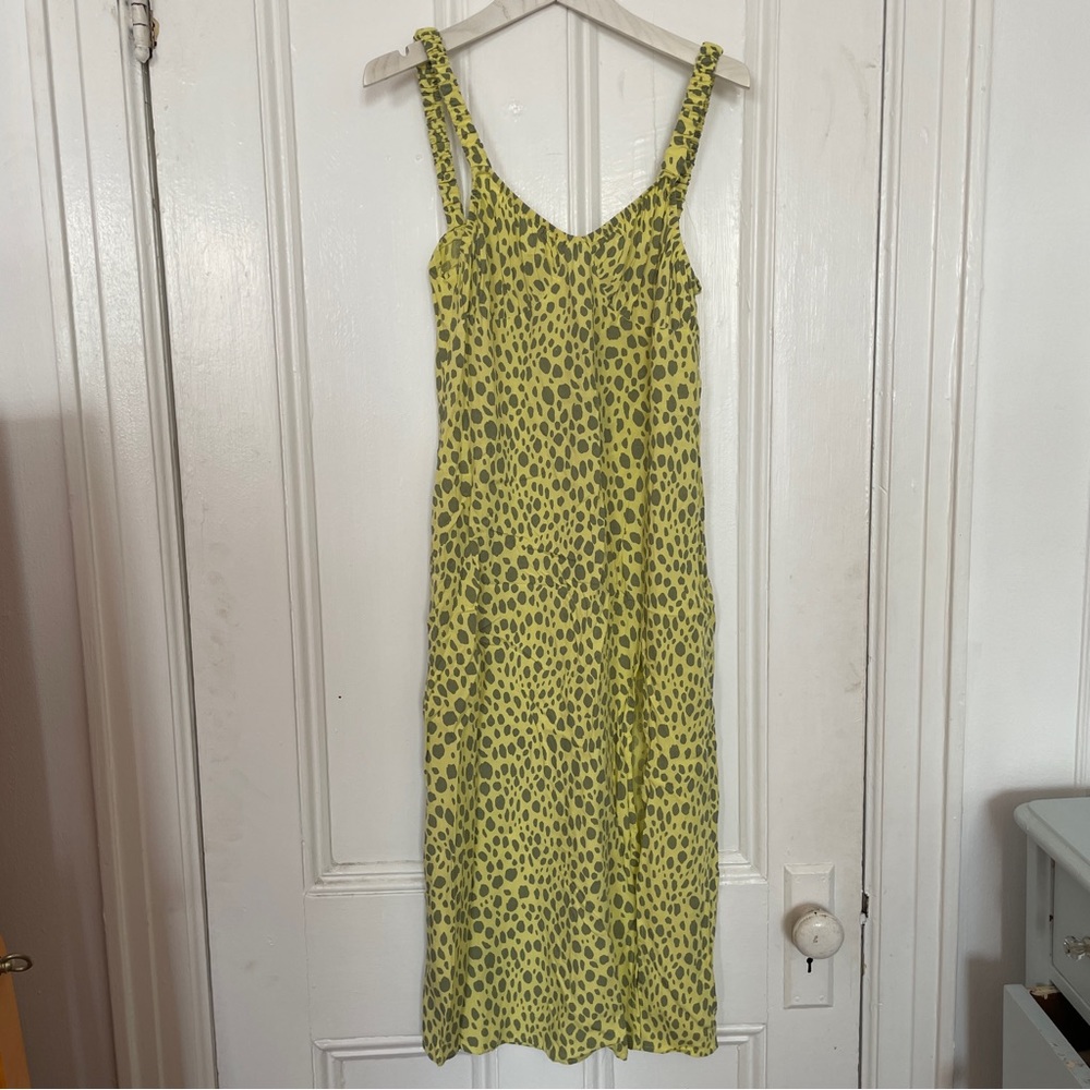 Urban Outfitters Motel Yellow And Gray Print Tank Midi Dress Side Slit
